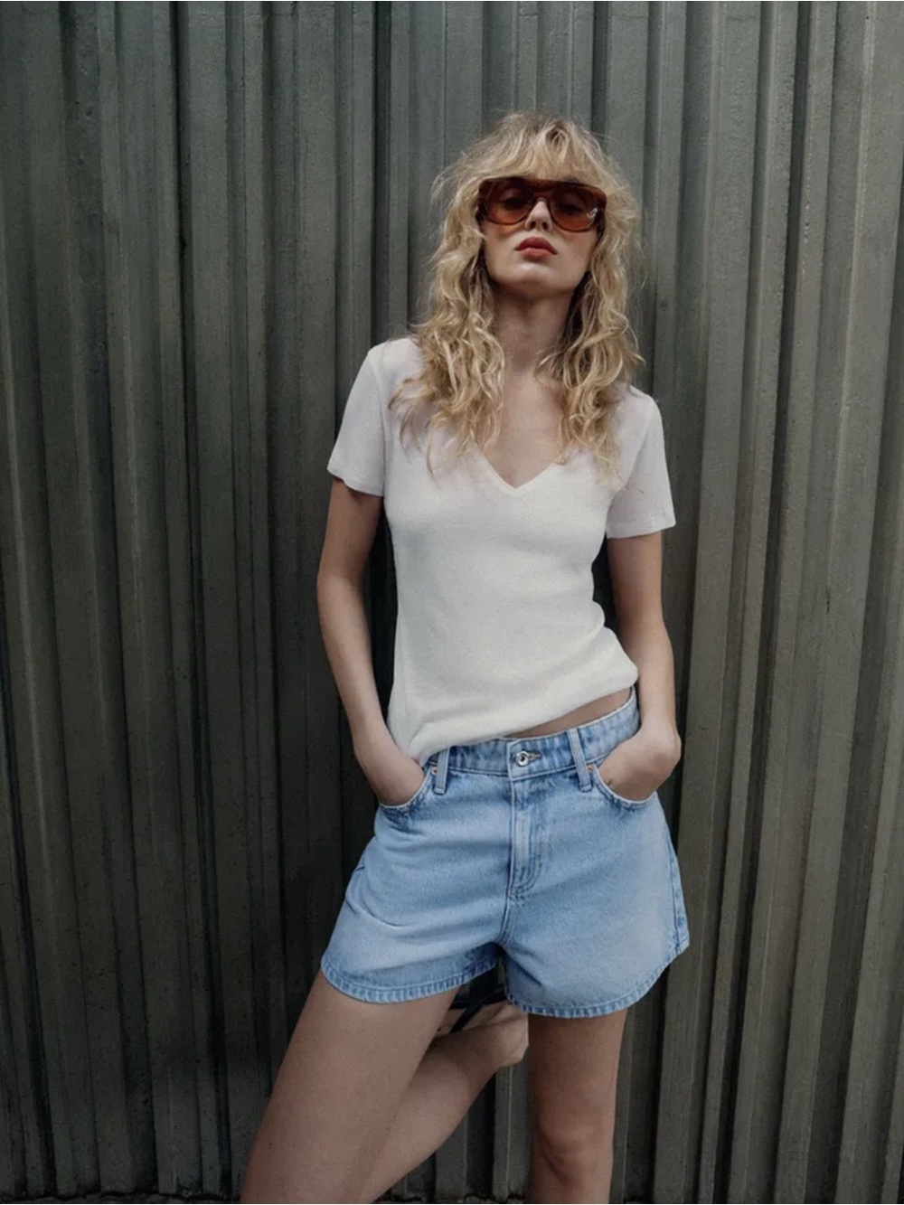 NWT Zara Denim Midrise Shorts Bermuda Light Wash